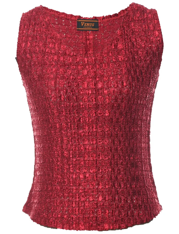 Exquisite Craftsmanship Crinkle Maroon Top - M