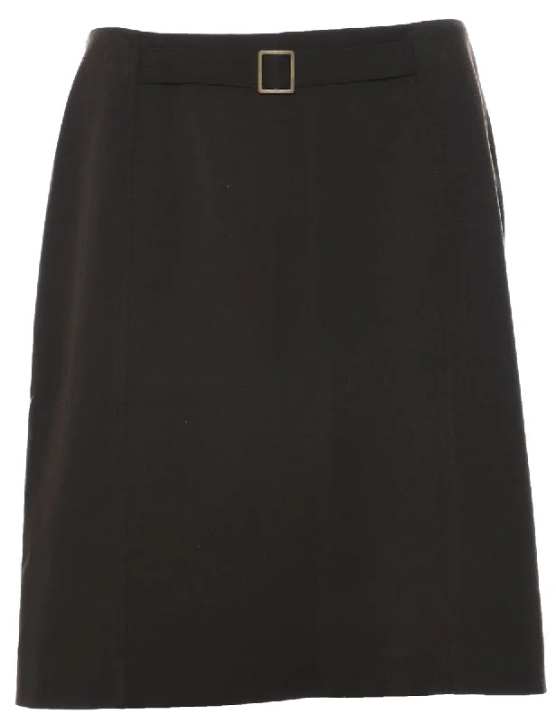 Weekend Style Dark Brown A-line Skirt - M