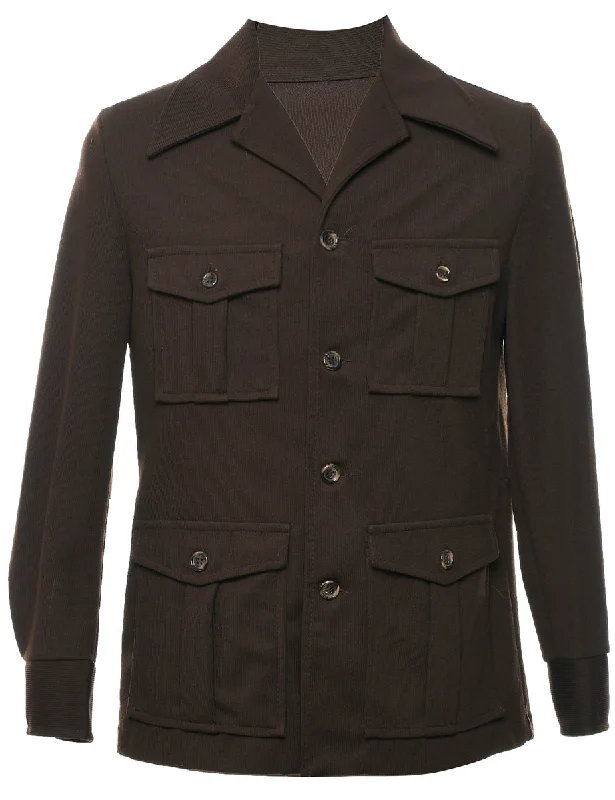 Relaxed Wear Dark Brown Classic Safari Jacket - M
