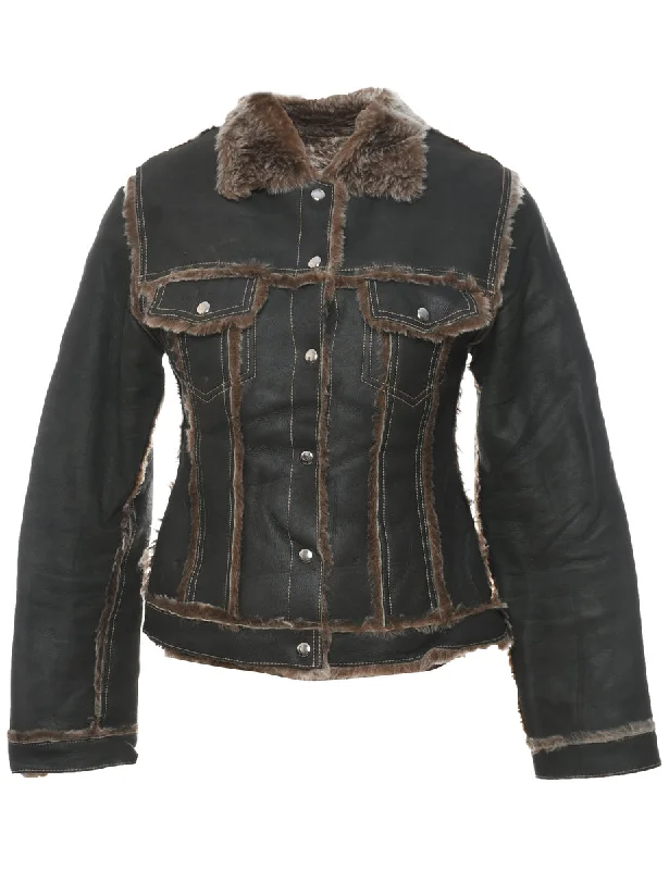 Soft Wear Dark Brown Contrast Stitch Jacket - M