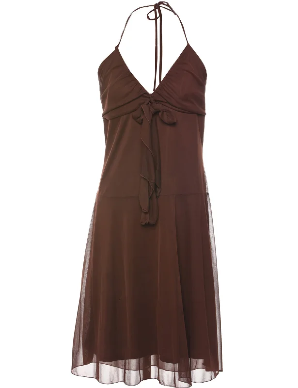 Relaxed Fit Dark Brown Evening Dress - M