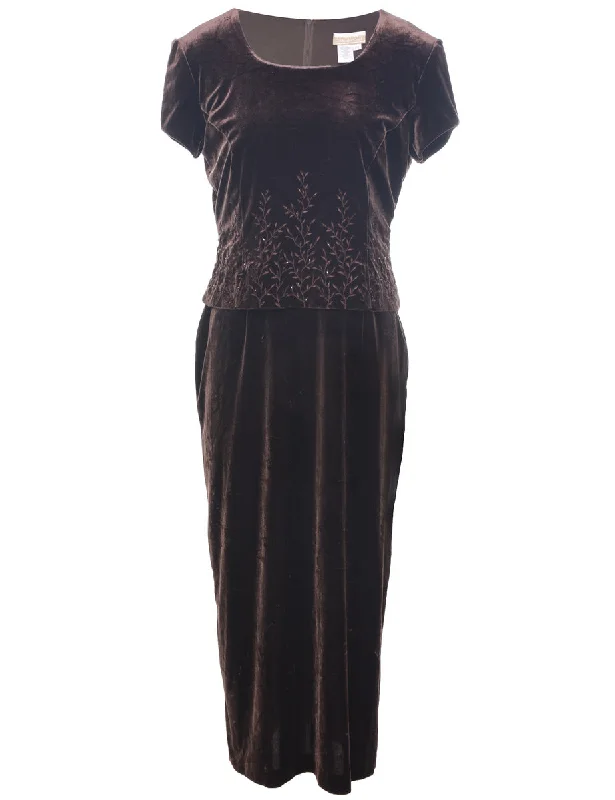 Breezy Style Dark Brown Evening Dress - M