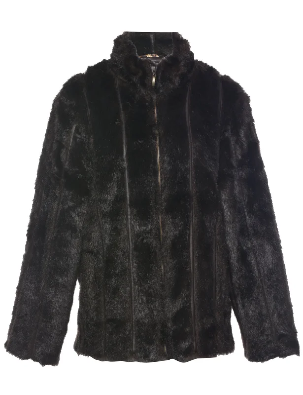 Trendy Casuals Dark Brown Faux Fur Coat - M