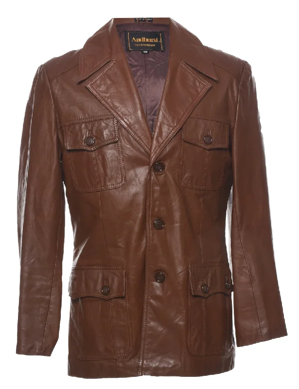 Soft Touch Dark Brown Leather Jacket - L