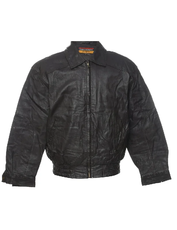 Effortless Wear Dark Brown Leather Jacket - M
