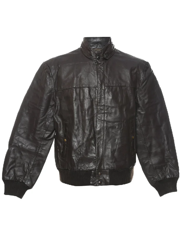 Comfortable Looks Dark Brown Leather Jacket - XL
