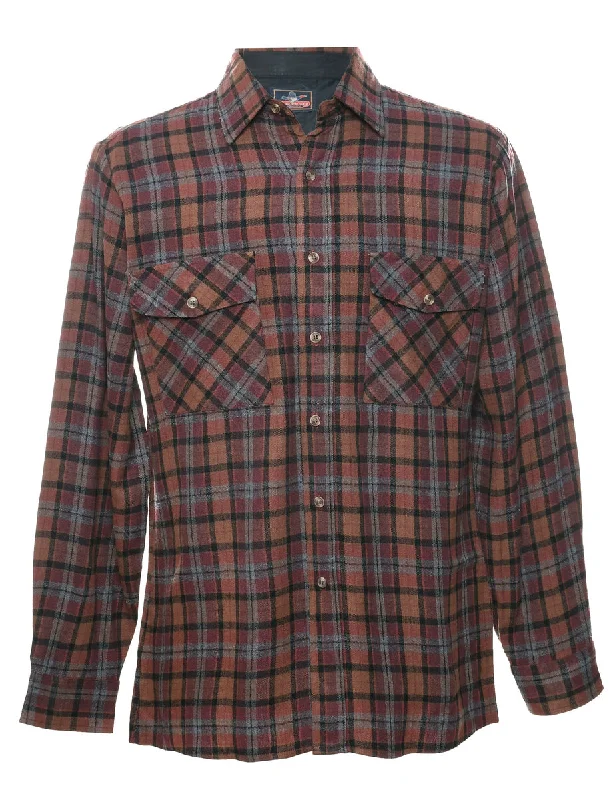 Trendy Wear Dark Brown Plaid Shirt - M