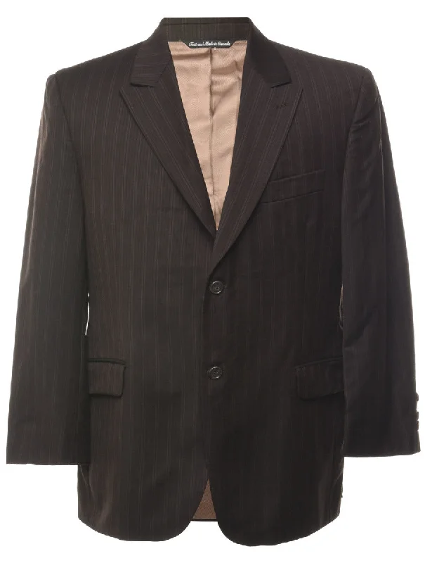 Everyday Style Dark Brown Striped Blazer - L