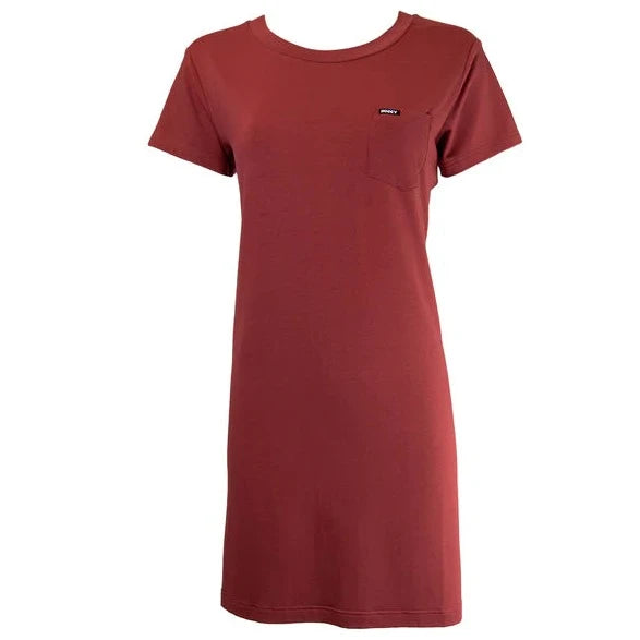 Cute Style Hooey Women's Bamboo Pocket T-Shirt Dress in Red