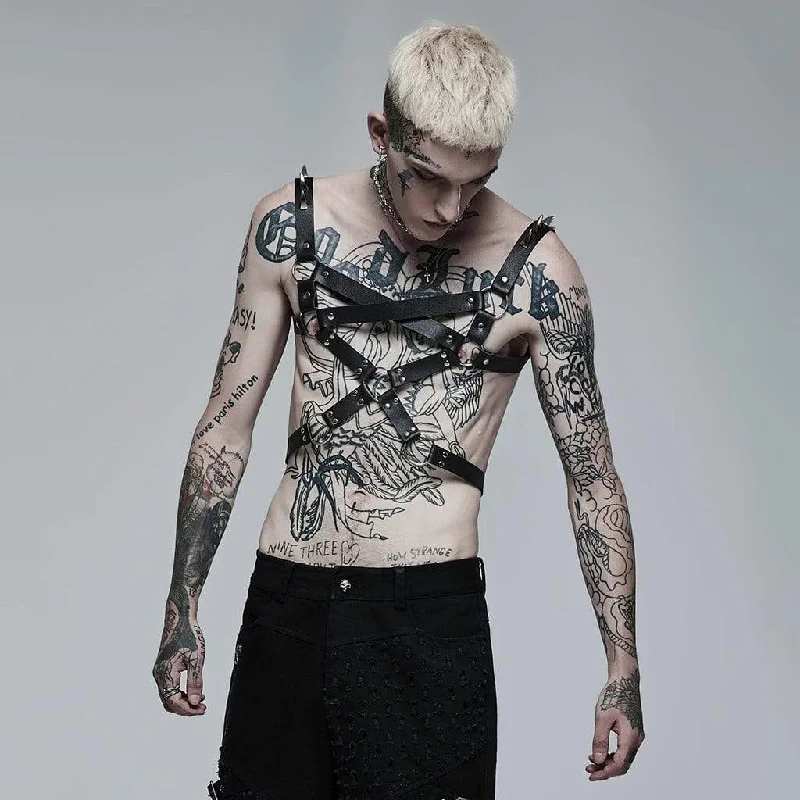 Classic And Versatile Men's Punk Rivet Faux Leather Harness