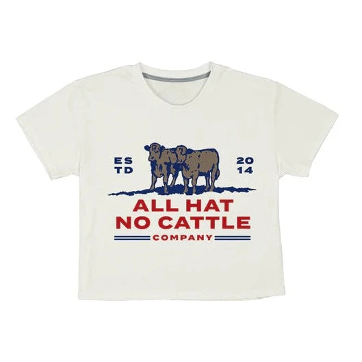 Fashionable And Versatile Sendero Provisions Co. Women's All Hat No Cattle Graphic Cropped T-Shirt in Vintage White
