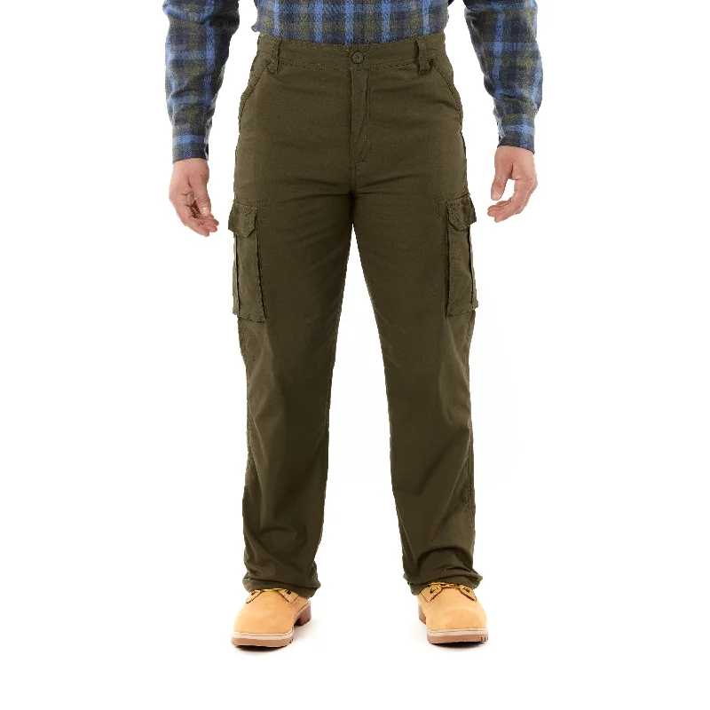 College Style STRETCH FLEECE-LINED CANVAS CARGO PANT