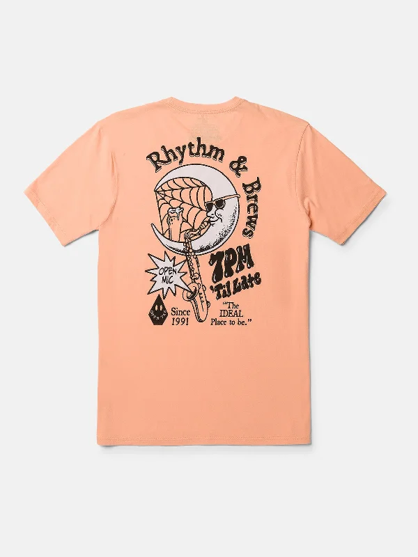 Feminine Charm Volcom Rhythm 1991 Tee-Salmon